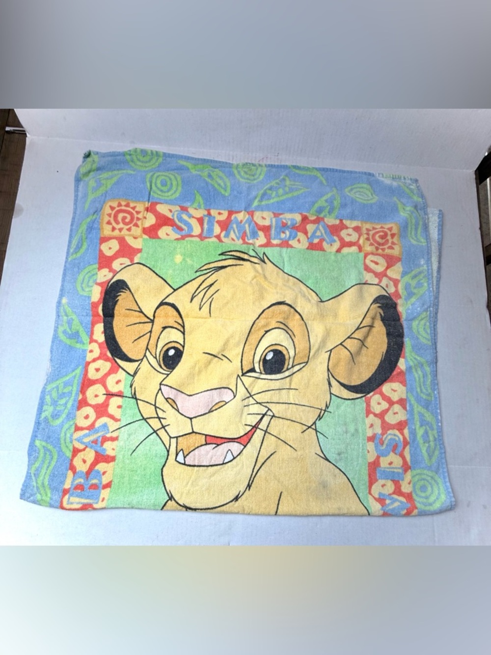 Vintage 90s Disney THE LION KING - Young‎ Simba - BEACH TOWEL Size 55x27” Franco